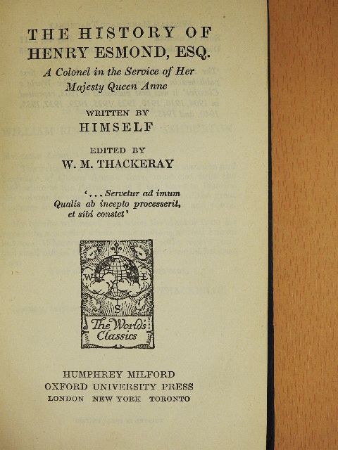 W. M. Thackeray - The History of Henry Esmond, Esq. [antikvár]