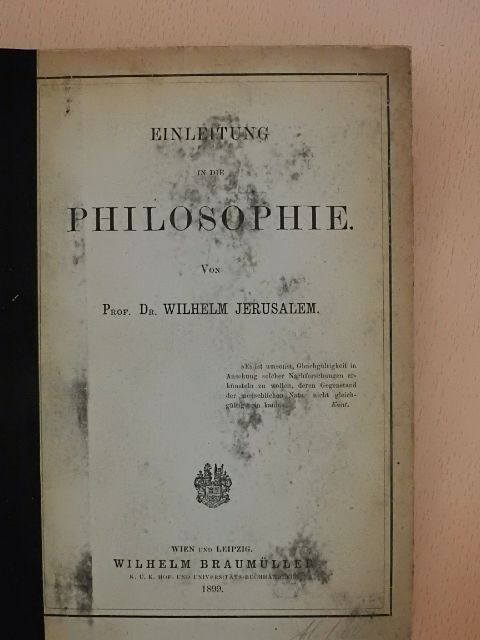 Wilhelm Jerusalem - Einleitung in die Philosophie  [antikvár]