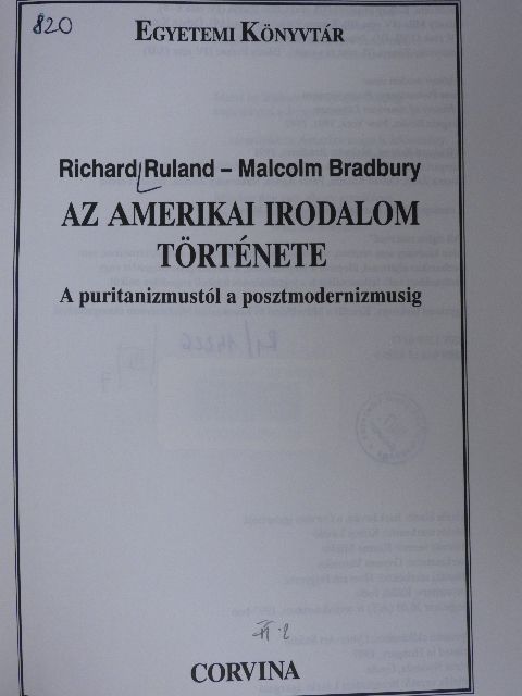 Malcolm Bradbury - Az amerikai irodalom története [antikvár]