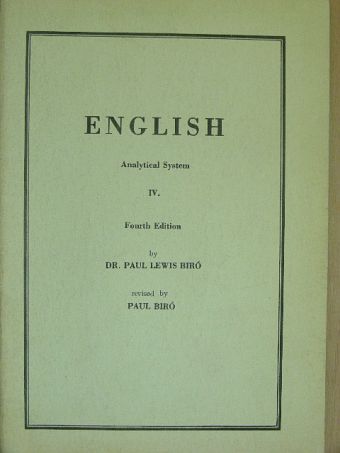 Dr. Bíró Lajos Pál - English IV. [antikvár]