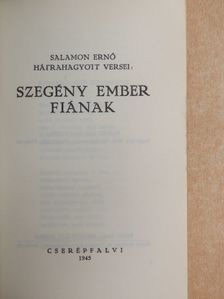 Salamon Ernő - Szegény ember fiának [antikvár]