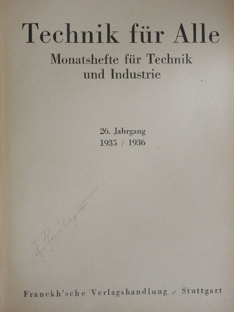 Otto R. Gervais - Technik für Alle März 1935- März 1936. [antikvár]
