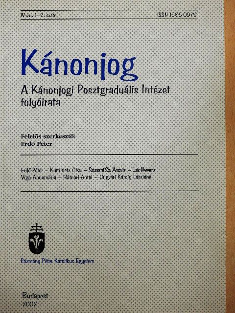 Erdő Péter - Kánonjog 2002/1-2. [antikvár]