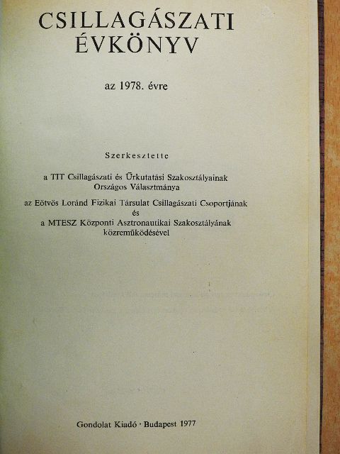 Ádám József - Csillagászati Évkönyv 1978. [antikvár]