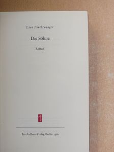 Lion Feuchtwanger - Die Söhne [antikvár]