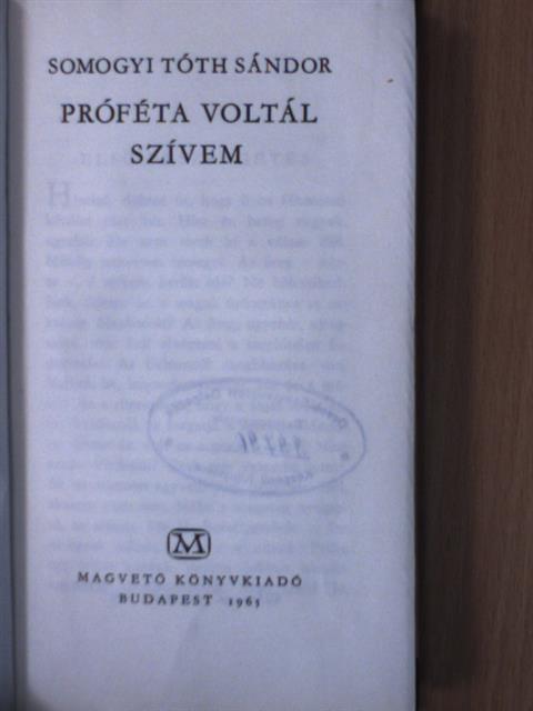 Somogyi Tóth Sándor - Próféta voltál szívem [antikvár]