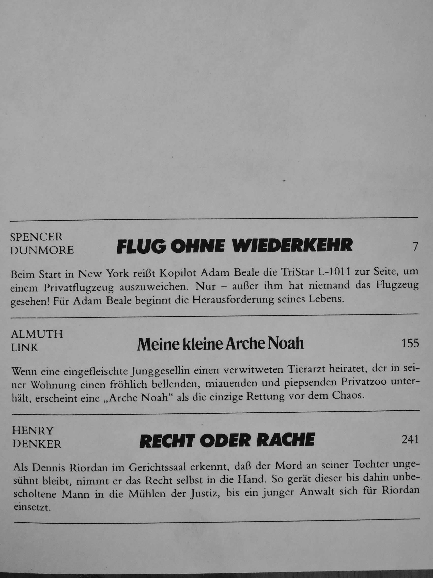 Almuth Link - Flug ohne Wiederkehr/Meine kleine Arche Noah/Recht oder Rache [antikvár]