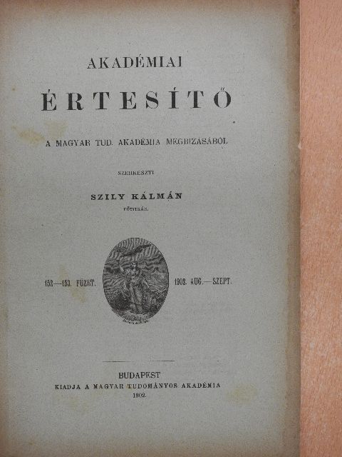 Hegedűs István - Akadémiai Értesítő 1902 augusztus-szeptember [antikvár]