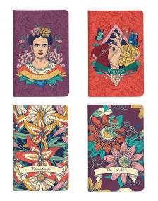P0130-0508 - Jegyzetfüzet Clairefontaine Frida Kahlo 7,5x12 cm, 24 lapos, sima, vegyes minta