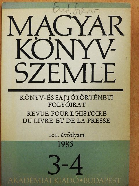 Boross Klára - Magyar Könyvszemle 1985/3-4. [antikvár]