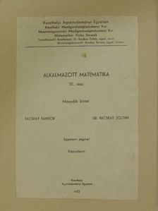 Bacskay Sándor - Alkalmazott matematika III/2. [antikvár]