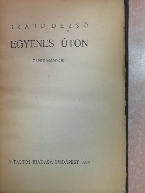 Szabó Dezső - Egyenes úton [antikvár]