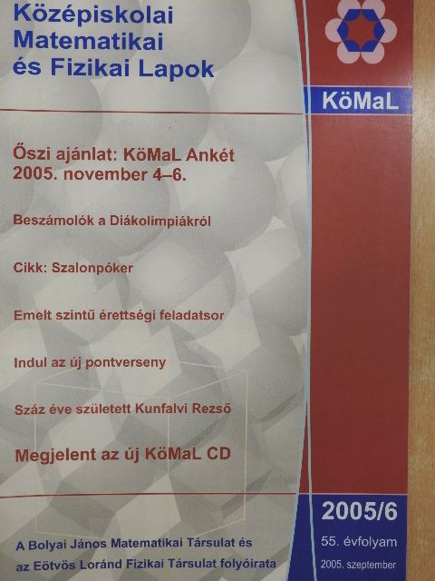 Czinki József - Középiskolai Matematikai és Fizikai Lapok 2005. szeptember [antikvár]