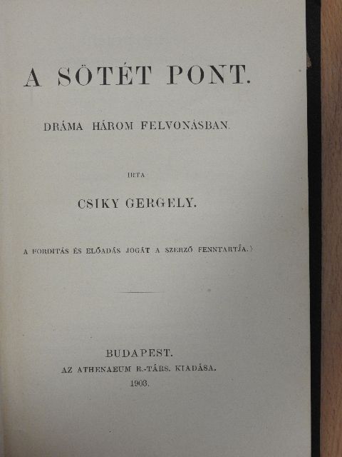 Csiky Gergely - A sötét pont [antikvár]