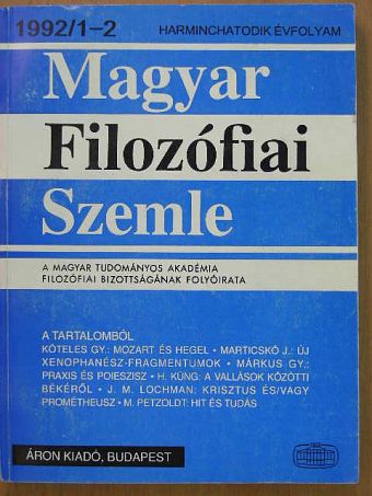 Gróh János - Magyar Filozófiai Szemle 1992/1-2. [antikvár]