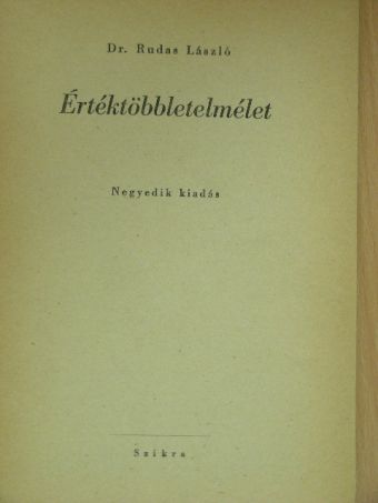 Dr. Rudas László - Értéktöbbletelmélet [antikvár]