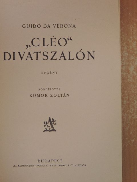 Guido Da Verona - "Cléo" divatszalón [antikvár]