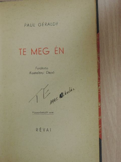 Paul Géraldy - Te meg Én [antikvár]