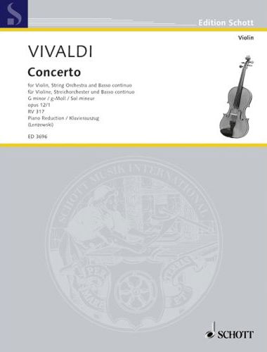 Vivaldi - CONCERTO FOR VIOLIN, STRING ORCHESTRA AND BASSO CONT. g MINOR OP.12/1 RV 317 PIANO RED. (LENZEWSKI)