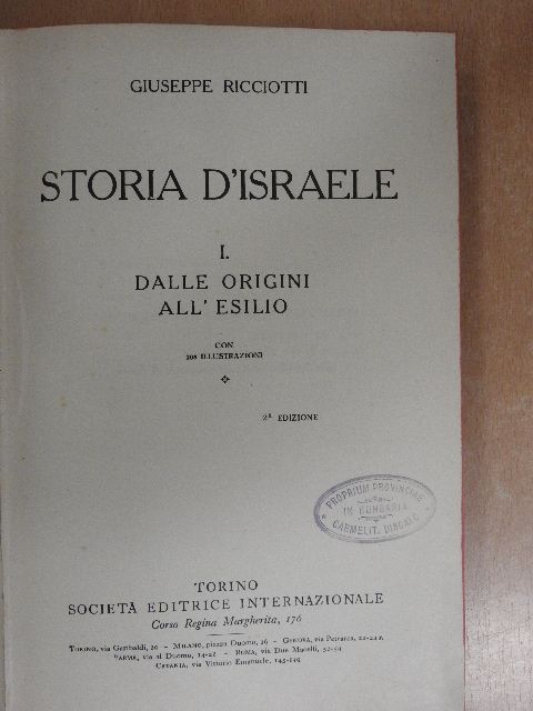 Giuseppe Ricciotti - Storia d'Israele I. (töredék) [antikvár]