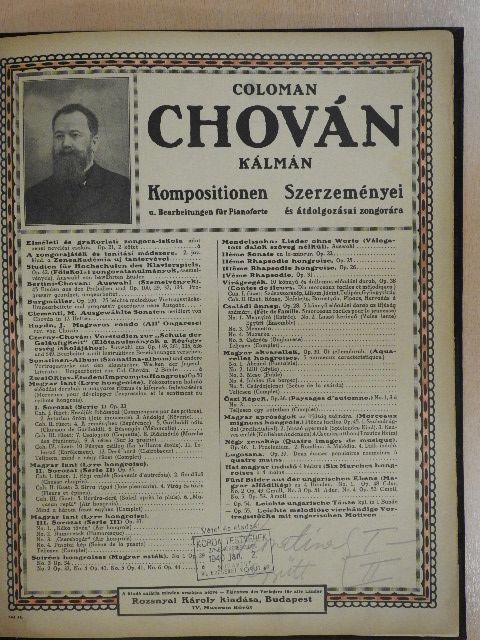 Chován Kálmán - Coloman Chován Kálmán szerzeményei és átdolgozásai zongorára [antikvár]
