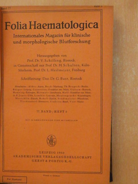 C. Norys - Folia Haematologica 1960. 77./3 - Folia Haematologica 1955. 73/2 [antikvár]