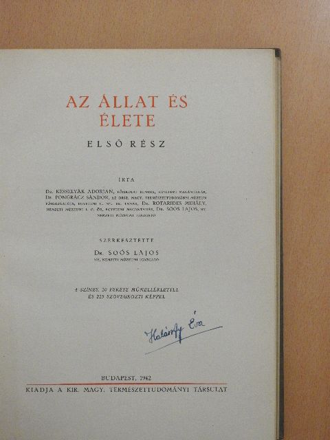 Dr. Hankó Béla - Az állat és élete I. (töredék) [antikvár]