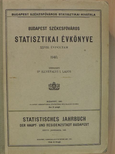 Budapest székesfőváros statisztikai évkönyve 1940 [antikvár]