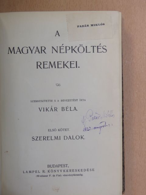 A magyar népköltés remekei I. [antikvár]