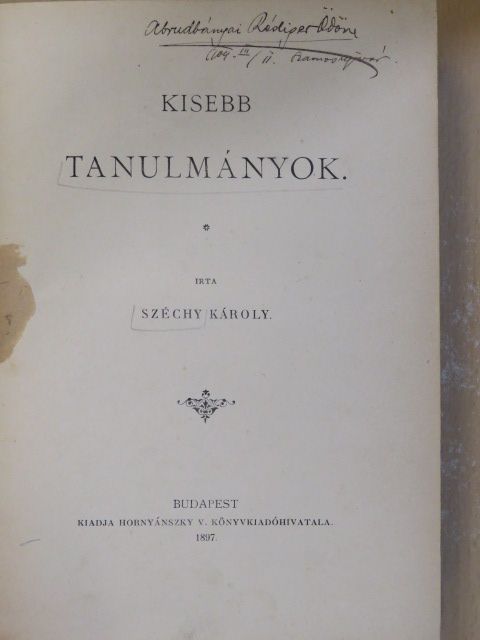 Széchy Károly - Kisebb tanulmányok [antikvár]