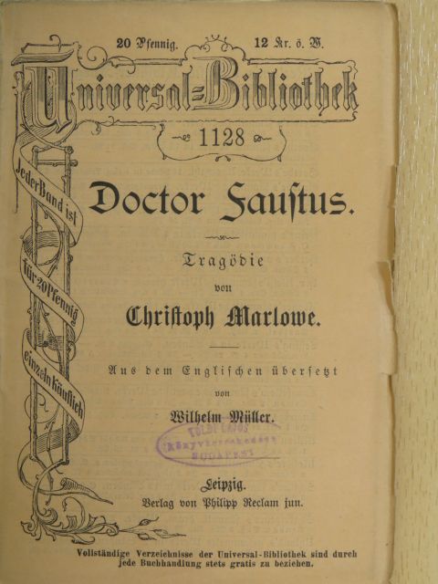 Christoph Marlowe - Doctor Faustus (gótbetűs) [antikvár]