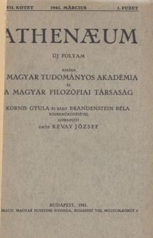 Athenaeum 1941. március VII. kötet 1. füzet [antikvár]