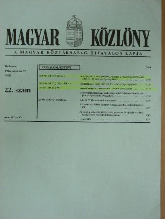 Magyar Közlöny 1996. március 25. [antikvár]