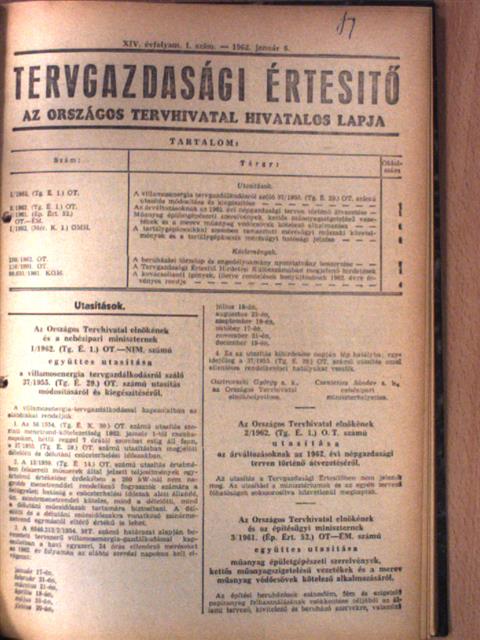 Csenterics Sándor - Tervgazdasági Értesítő 1962. január-december [antikvár]