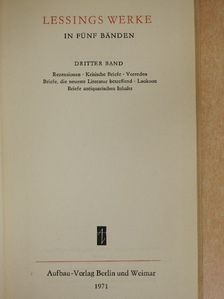 Gotthold Ephraim Lessing - Lessings Werke in Fünf Bänden III. [antikvár]