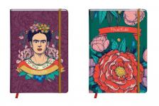 P0130-0344 - Napló Clairefontaine Frida Kahlo A/5 80 lapos, kemény fedeles, vonalas, gumis záródás, vegyes minta