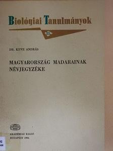 Dr. Keve András - Magyarország madarainak névjegyzéke [antikvár]