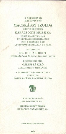 Macskássy Izolda: Karácsonyi muzsika (meghívó) [antikvár]