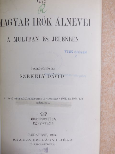 Magyar irók álnevei [antikvár]