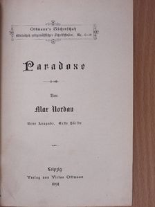 Max Nordau - Paradoxe I. (gótbetűs) [antikvár]