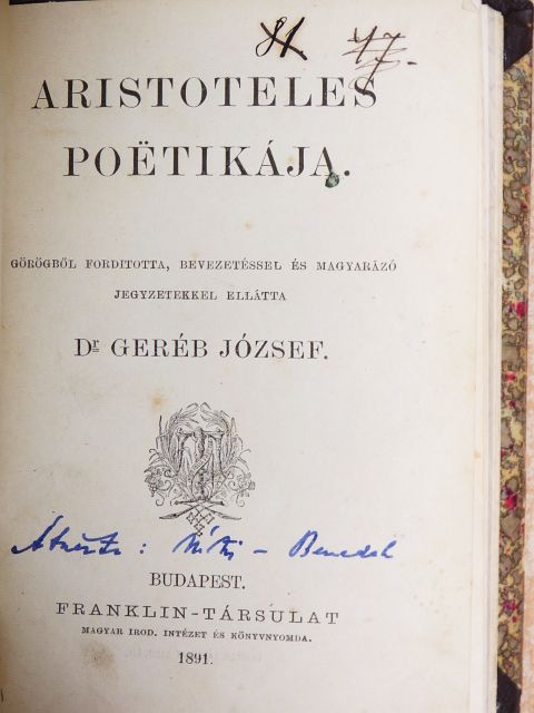 Aristoteles - Aristoteles poetikája [antikvár]