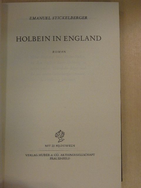 Emanuel Stickelberger - Holbein in England [antikvár]