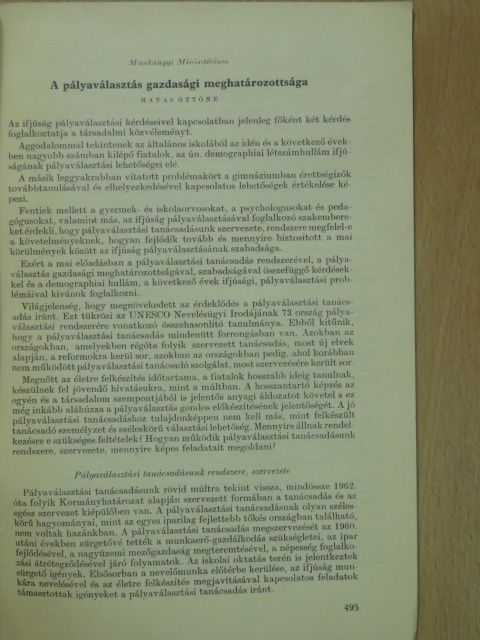 Havas Ottóné - A pályaválasztás gazdasági meghatározottsága [antikvár]