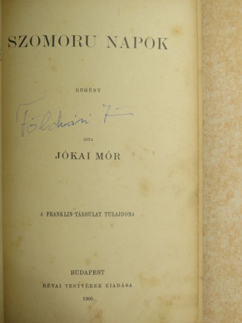 Jókai Mór - Szomoru napok [antikvár]