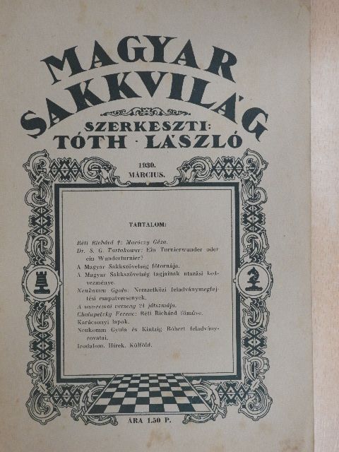 Chalupetzky Ferenc - Magyar Sakkvilág 1930. március [antikvár]