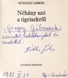 Bókkon Gábor - Néhány szó a tigrisekről (dedikált) [antikvár]