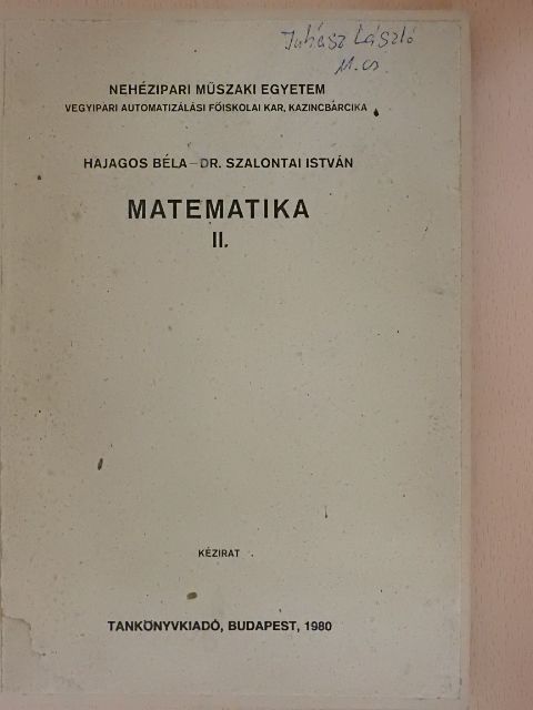 Dr. Szalontai István - Matematika II. [antikvár]