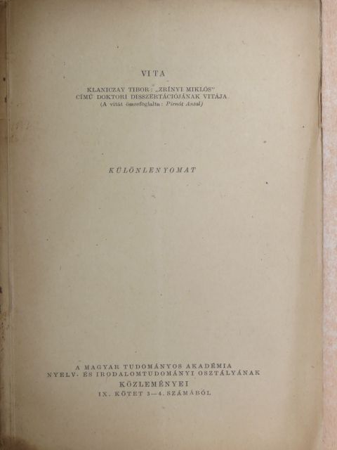 Pirnát Antal - Vita [antikvár]
