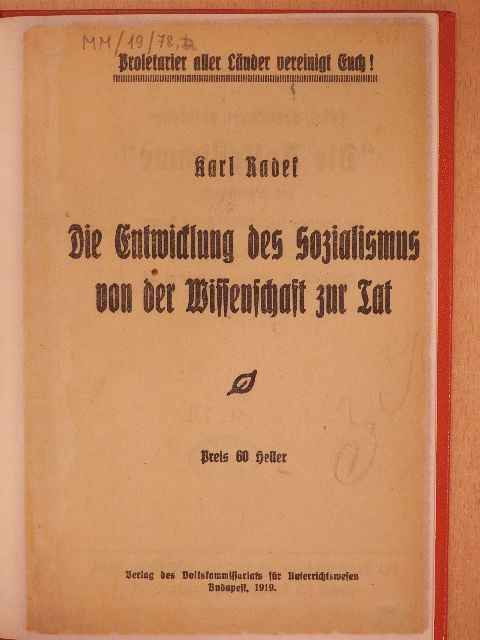 Karl Radek - Die Entwicklung des Sozialismus von der Wissenschaft zur Tat (gótbetűs) [antikvár]