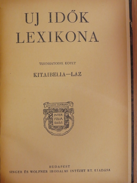 Uj Idők Lexikona 16. (töredék) [antikvár]